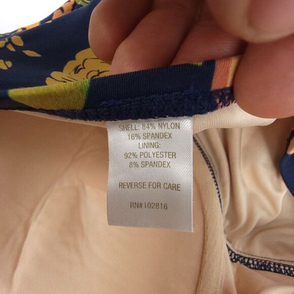 GARNET HILL Strapless Ruched Bandeau One Piece Swimsuit Navy Floral Plus Size 16 - Picture 7 of 7